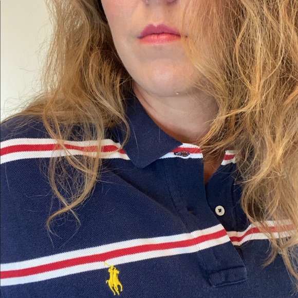 Men’s red, white, and blue yellow pony polo. - Picture 5 of 5